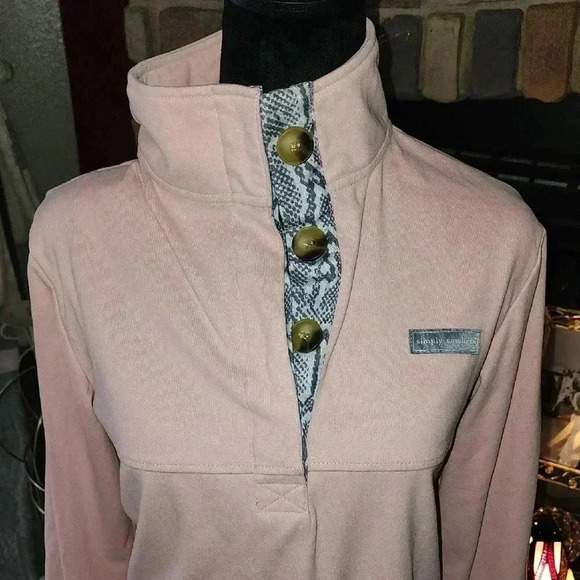 Simply Southern Pink Quarter-Zip Long Sleeve Polo Top - Picture 4 of 4